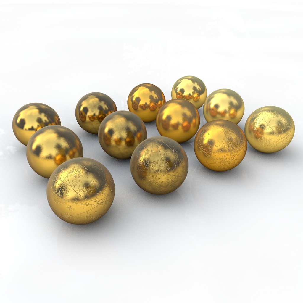 12 Gold Materials by 3dtreatment 3DOcean